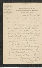Nachlass Franz Steindachner, Brief von William Wesley an Franz Steindachner (10.10.1897), Inv.Nr. 586.01, Seite 1